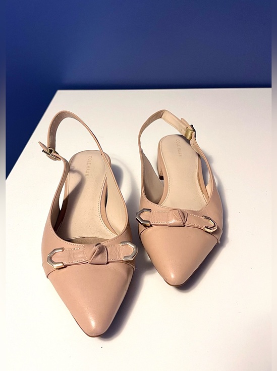 Cole Haan Shoes - Cole Haan Nude Pointed Slingback Flats with Metal Accent